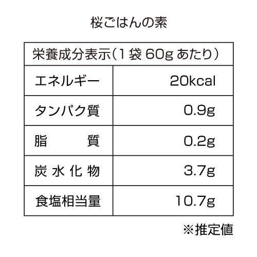 桜ごはんの素（桜20g＋赤酢液40ml）