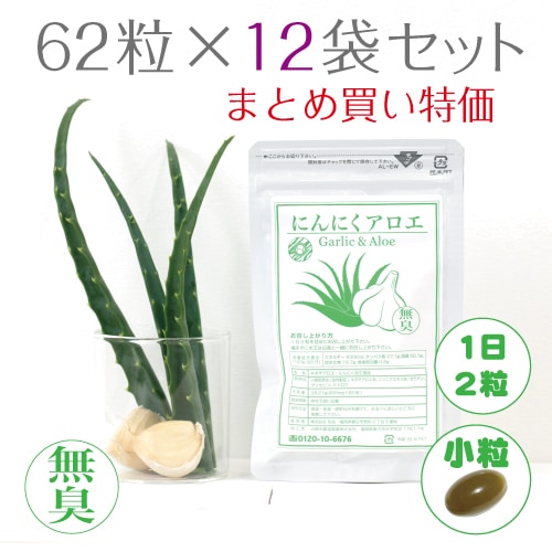 【送料無料】にんにくアロエ (300mg×62粒)×12袋